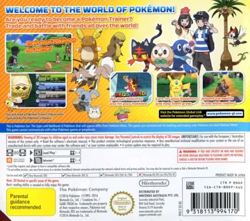 Pokemon Sun (USA) (En,Ja,Fr,De,Es,It,Zh,Ko) box cover back